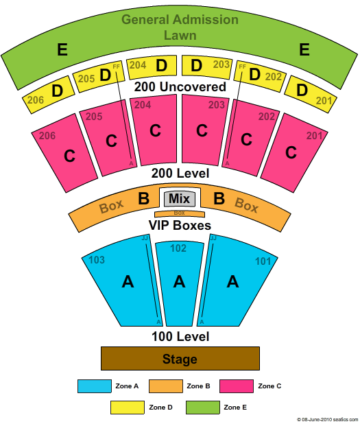 The Pavilion At Montage Mountain End Stage Zone Seating Chart